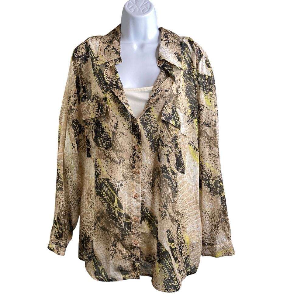 Dana Buchman Brown‎ Snakeskin Blouse Size 2X